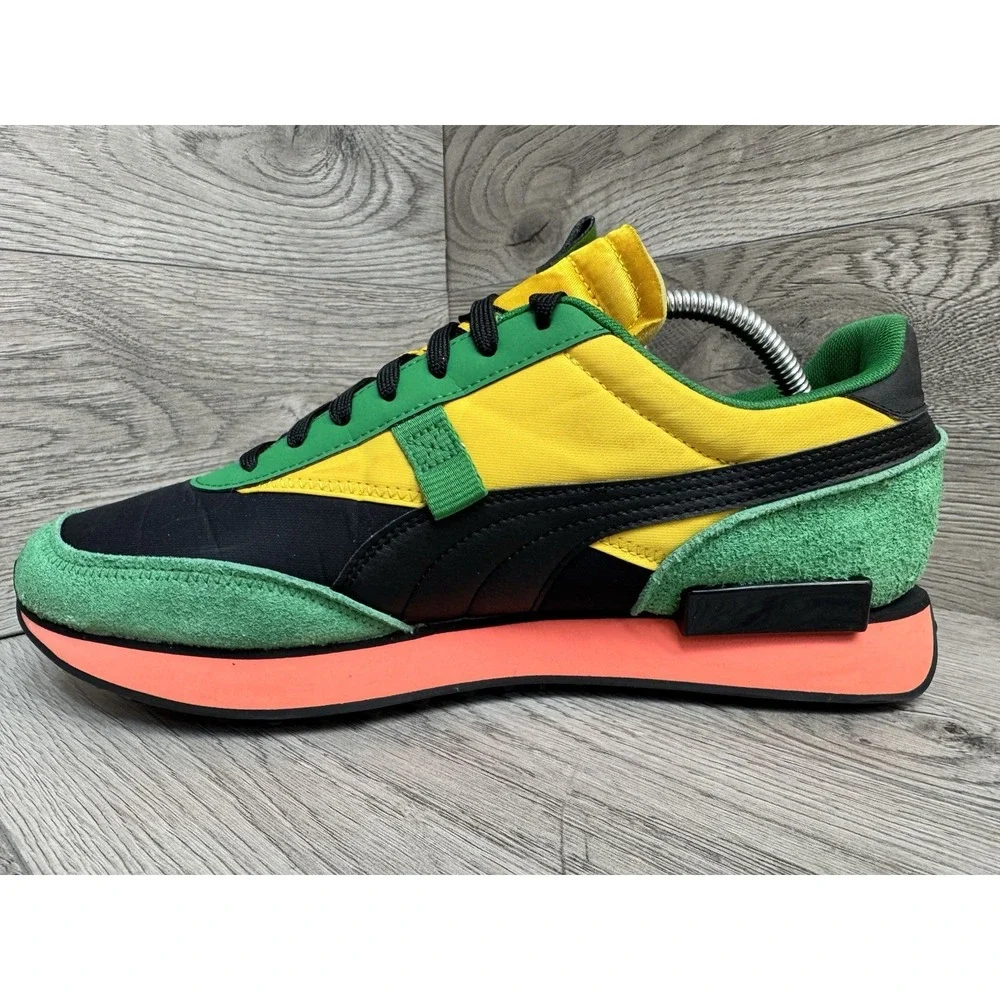 Puma Future Rider Game On Black Green Yellow sneaker shoes men's size 11